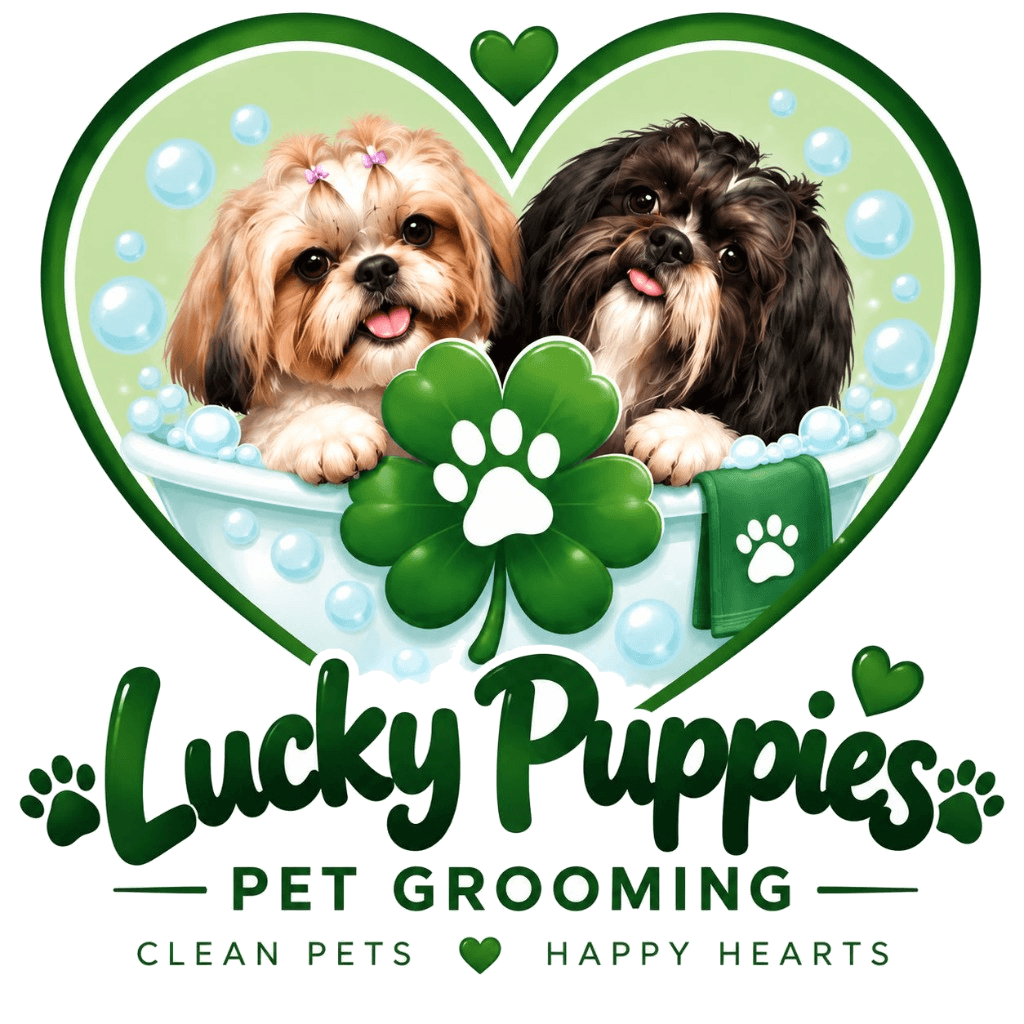 Lucky Puppies Pet Grooming Bathtub Heart Logo